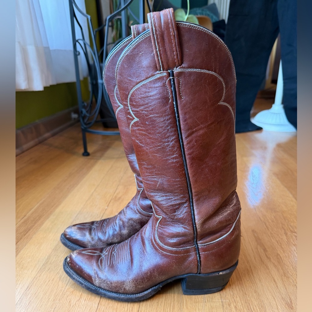 Tony Lama Brown Vintage Cowboy Boots Women's 7.5 Western Cowgirl Boots
